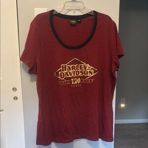 Harley-Davidson Women's Burgundy Tee with Gold Accents